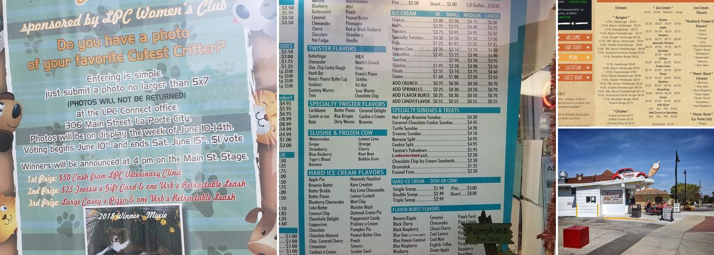 Tootsie's Ice Cream and More Menu