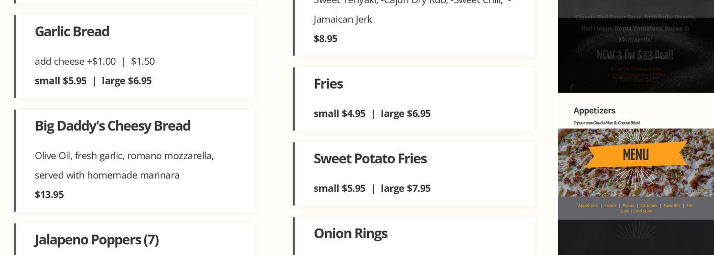 Grappelli's Pizza Menu