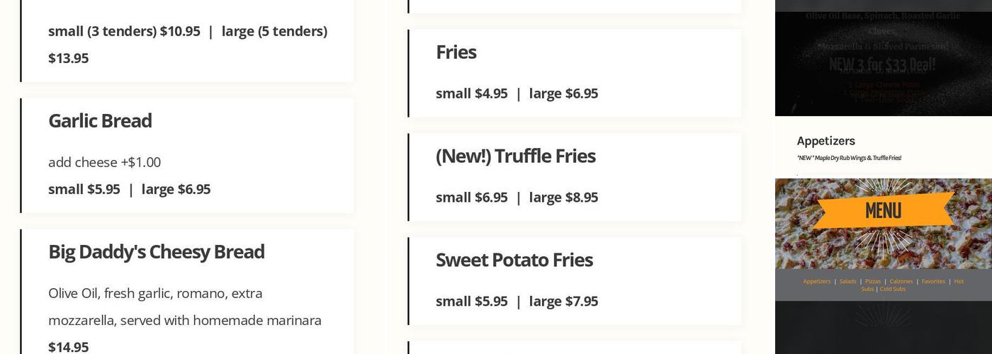 Grappelli's Pizza Menu