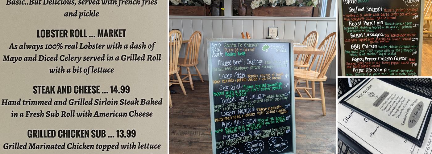 Putnam's Waterview Restaurant Menu