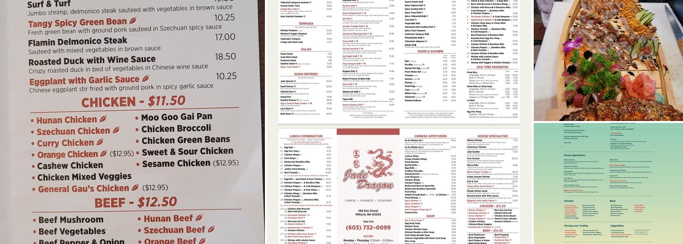 Jade Dragon Menu