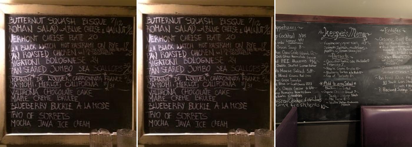 Keepers Cafe Menu