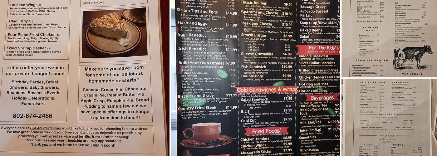 Exit Ate Restaurant Menu