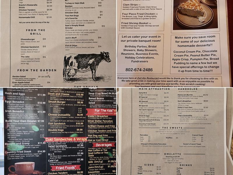 Exit Ate Restaurant Menu