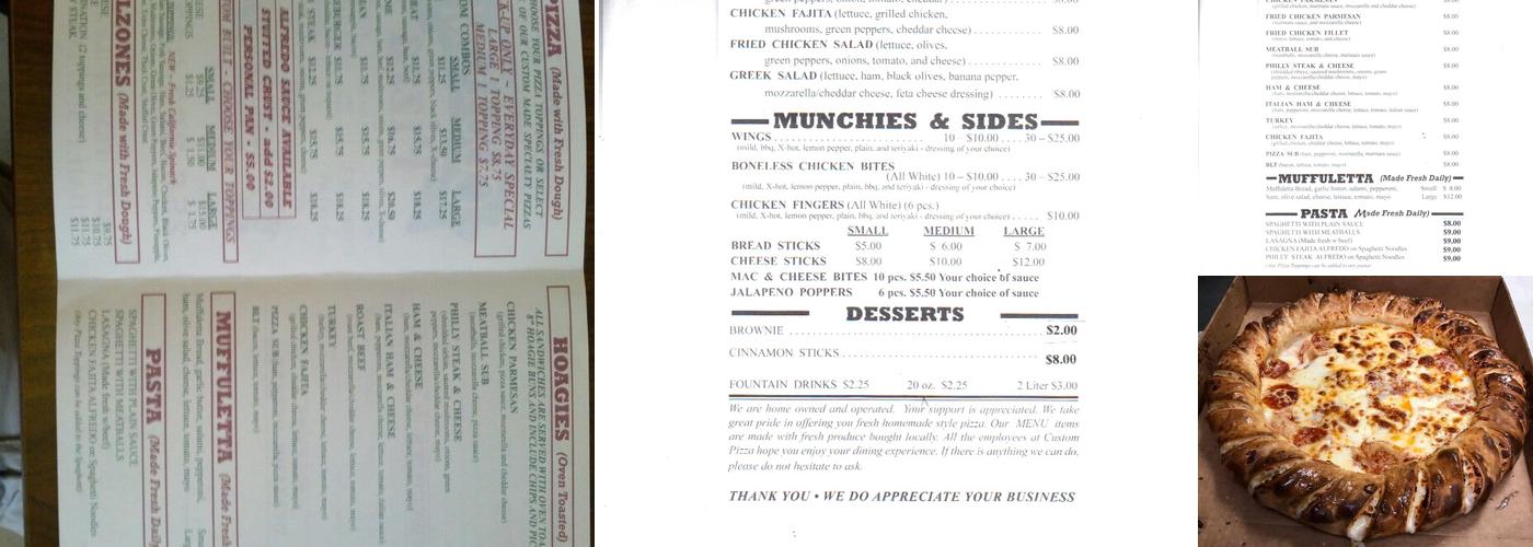 Custom Pizza Menu