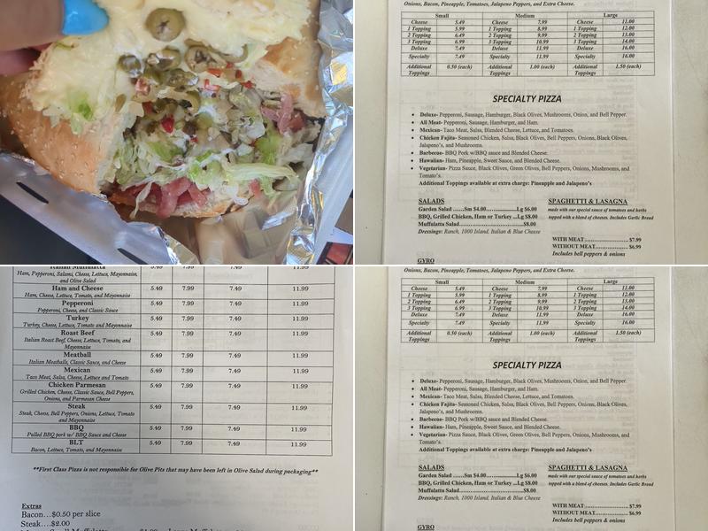 1st Class Pizza & Subs Menu