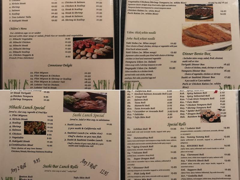 Kouzoku Japanese Steakhouse Menu