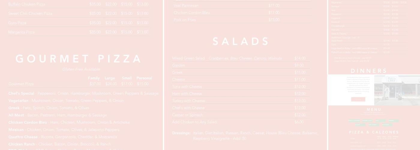 Pizza Chef of Woodstock Menu