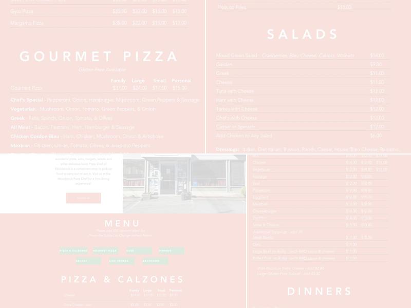 Pizza Chef of Woodstock Menu