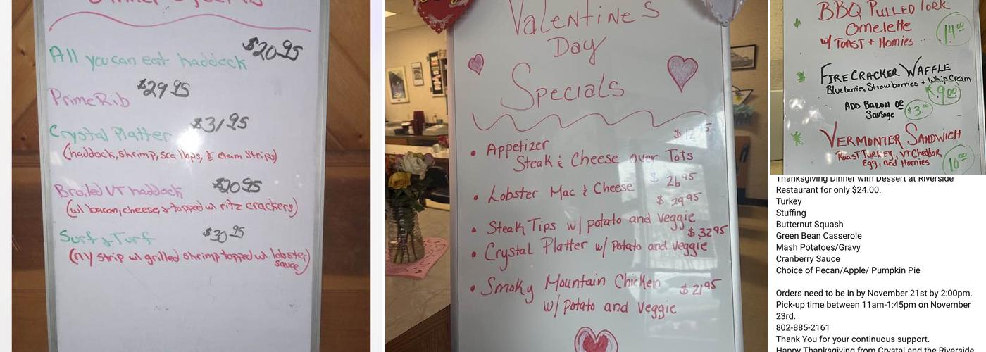 Riverside Restaurant Menu