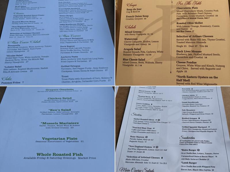 The Restaurant at Burdick's Menu