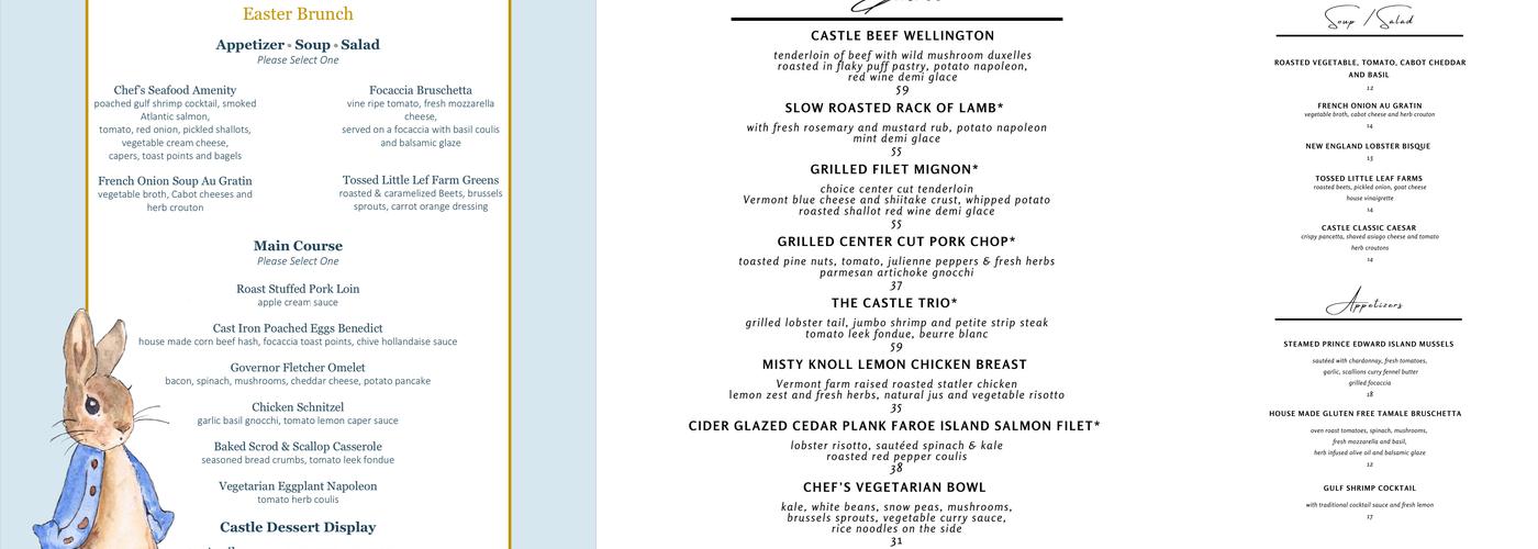 Castle Hill Restaurant Menu