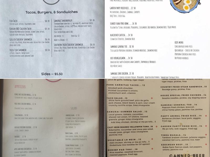 Samurai Soul Food Menu