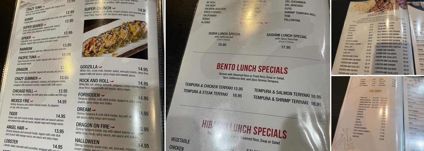 Tokyo Steakhouse II Menu