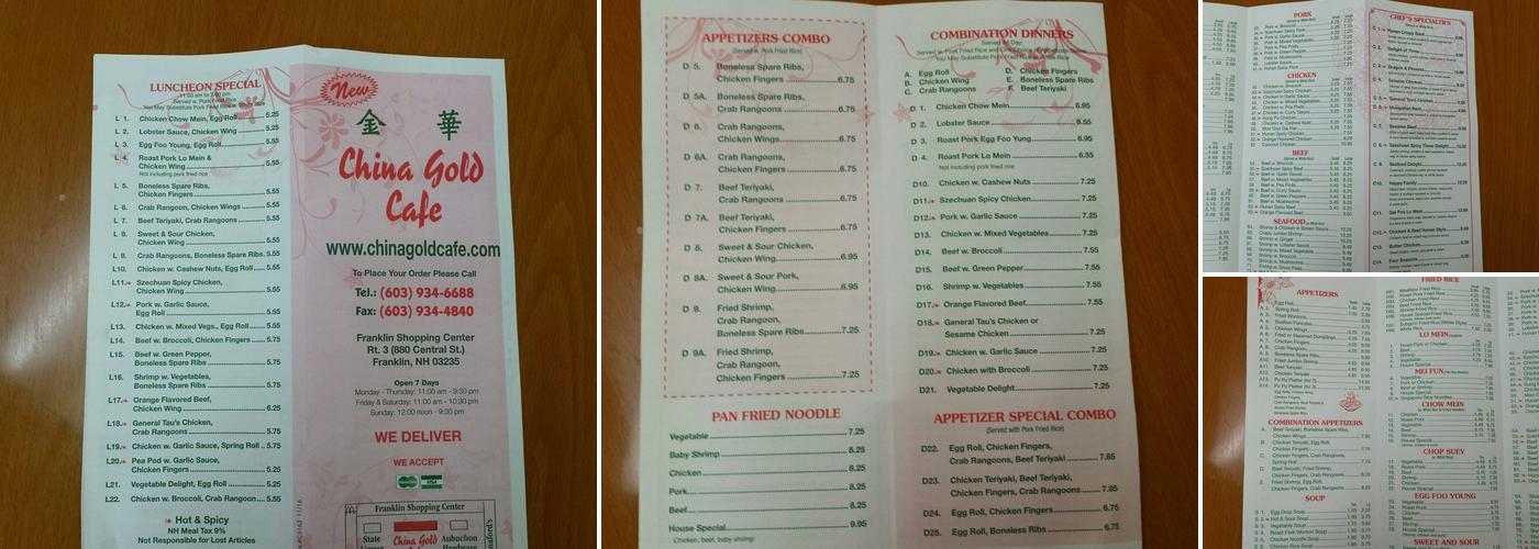 China Gold Cafe Menu