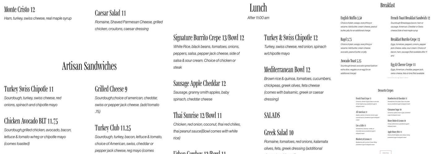 48 Main Cafe & Creperie Menu