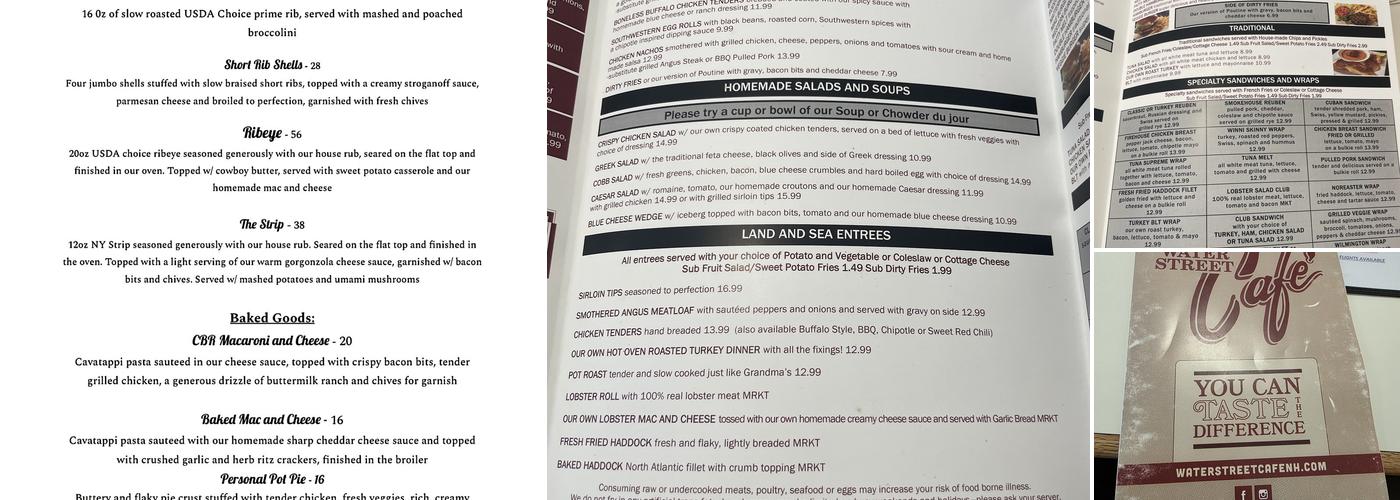 Water Street Cafe Menu