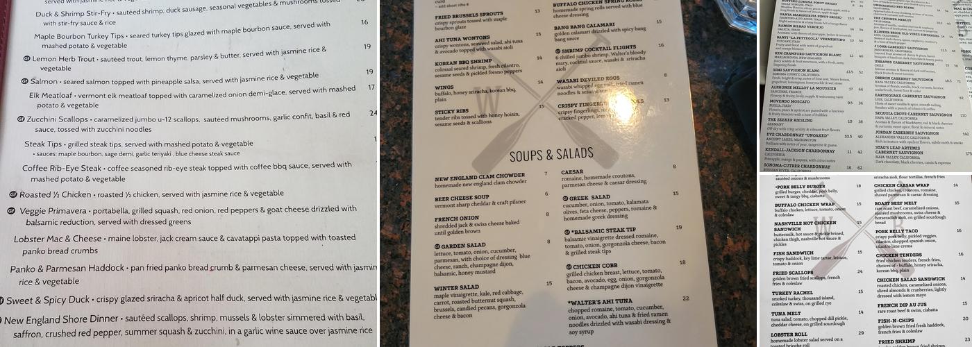 Walter's Basin Menu
