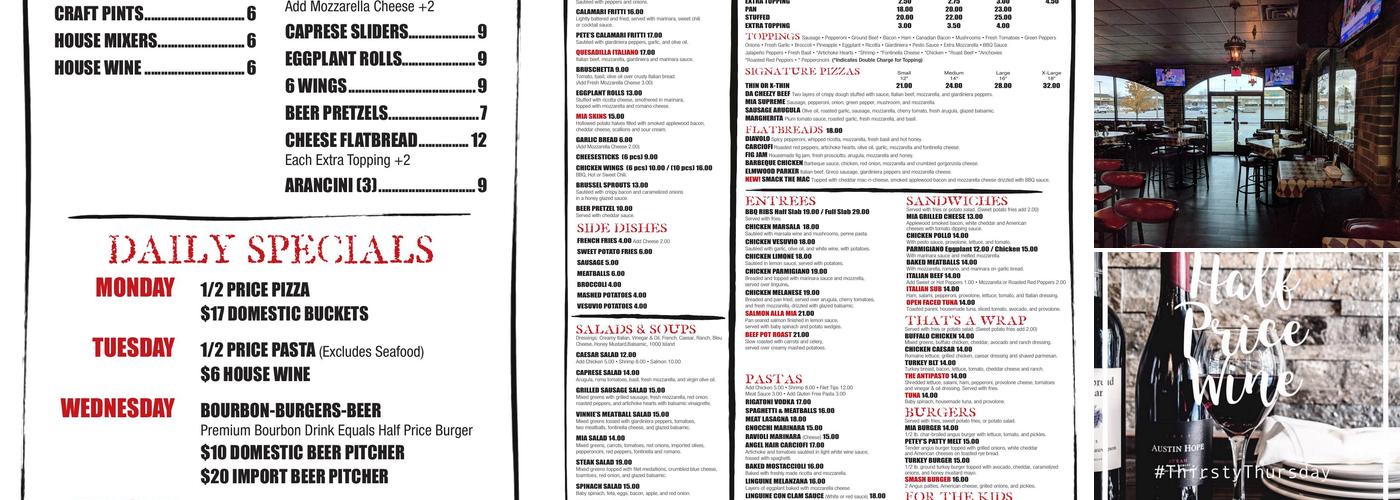 Pasta Mia Menu