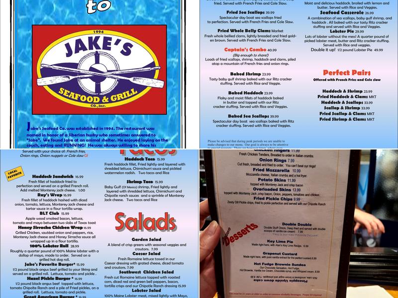 Jake's Seafood & Grill Menu