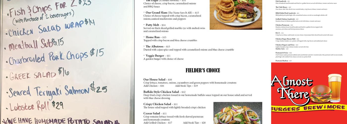 Almost There Restaurant Menu