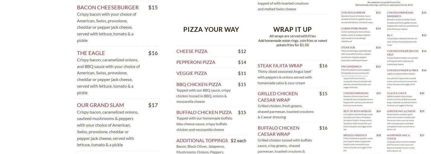 Almost There Restaurant Menu