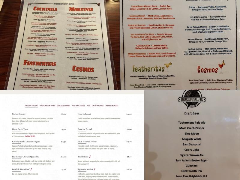 Horsefeathers Menu