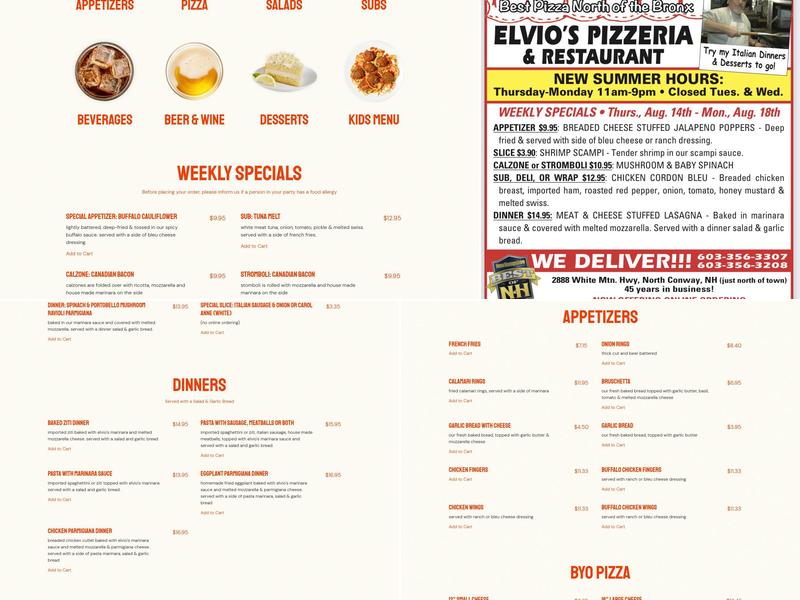 Elvio's Pizzeria & Restaurant Menu