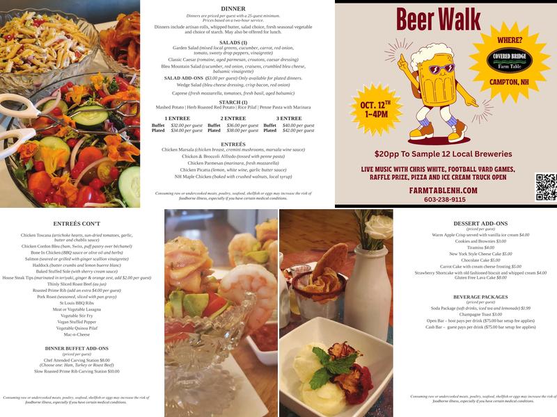 Covered Bridge Farm Table Menu