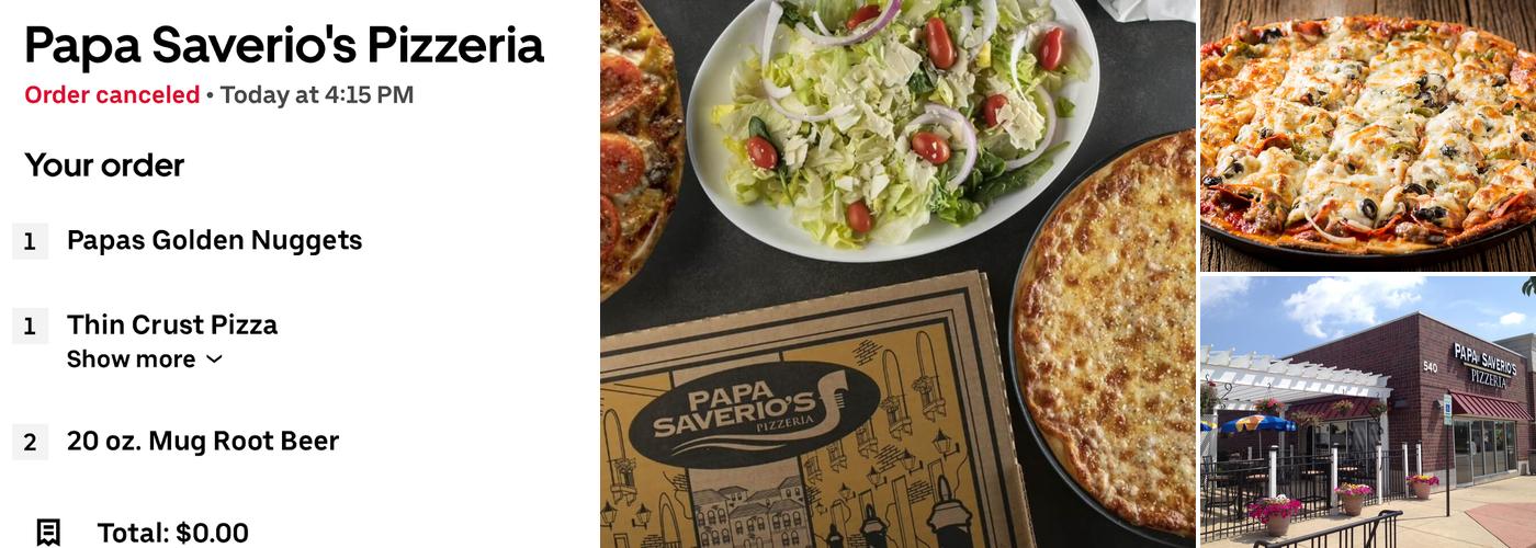 Papa Saverio's Pizzeria Menu