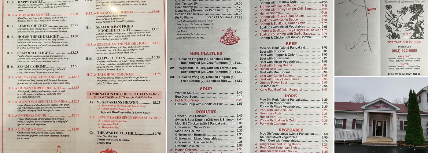 Wontons Chinese Restaurant Menu