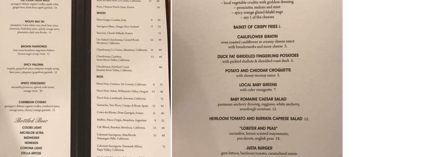 Cider Press at the Barn Menu