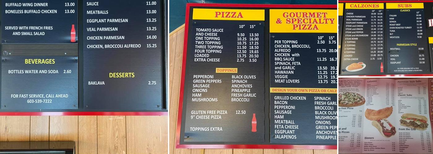 Ossipee House of Pizza Menu
