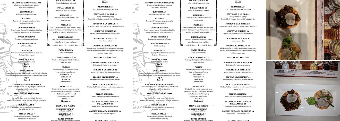 El Centenario Menu