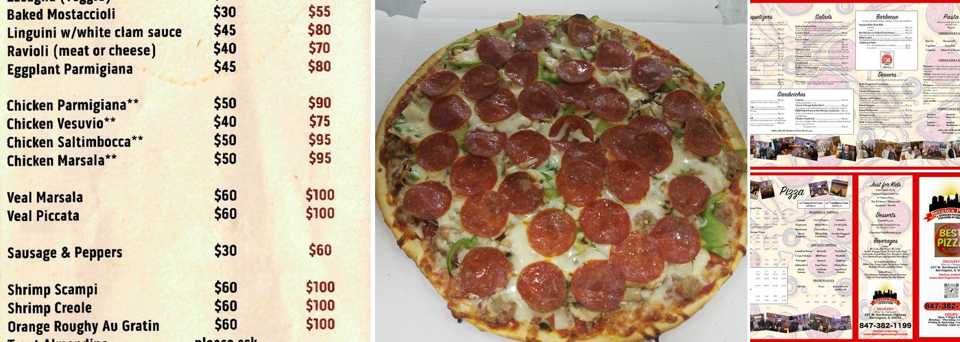 Sergio's Pizza Menu