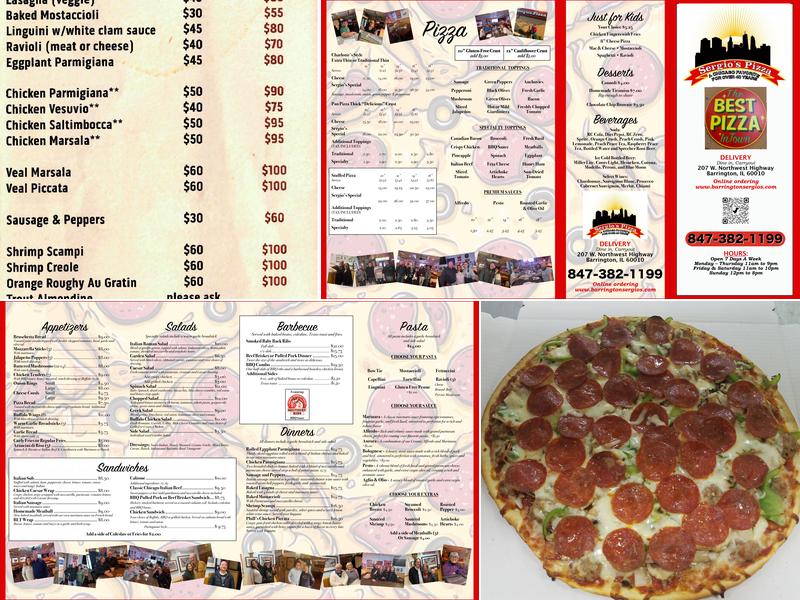 Sergio's Pizza Menu