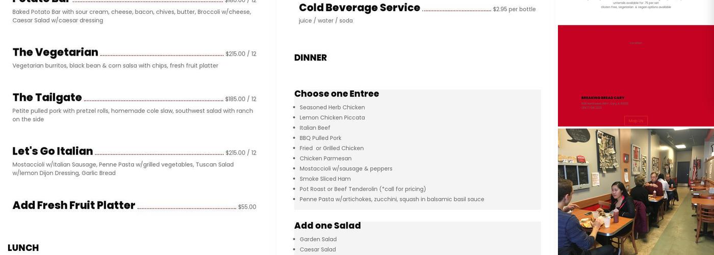 Breaking Bread Catering & Deli Menu