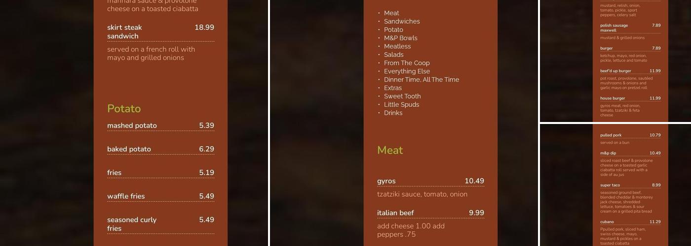 Meat & Potato Eatery-McHenry Menu