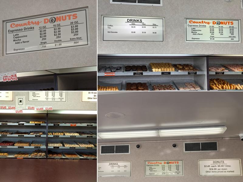Country Donuts Menu