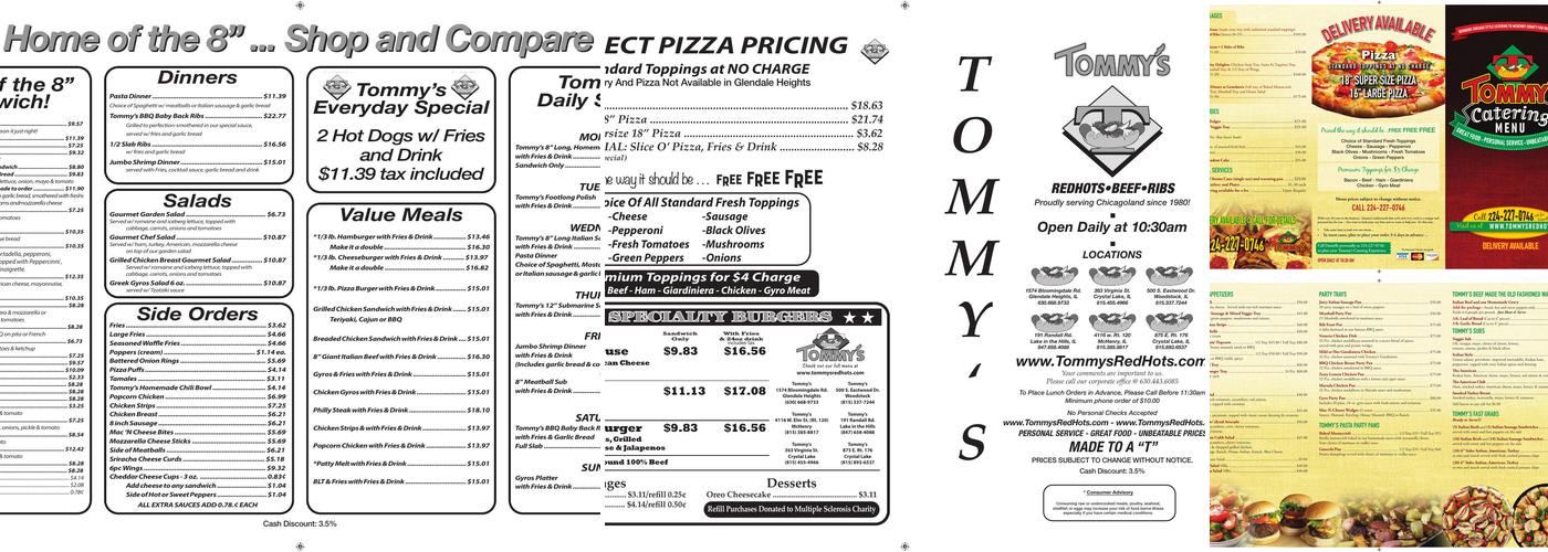 Tommy's Red Hots Menu