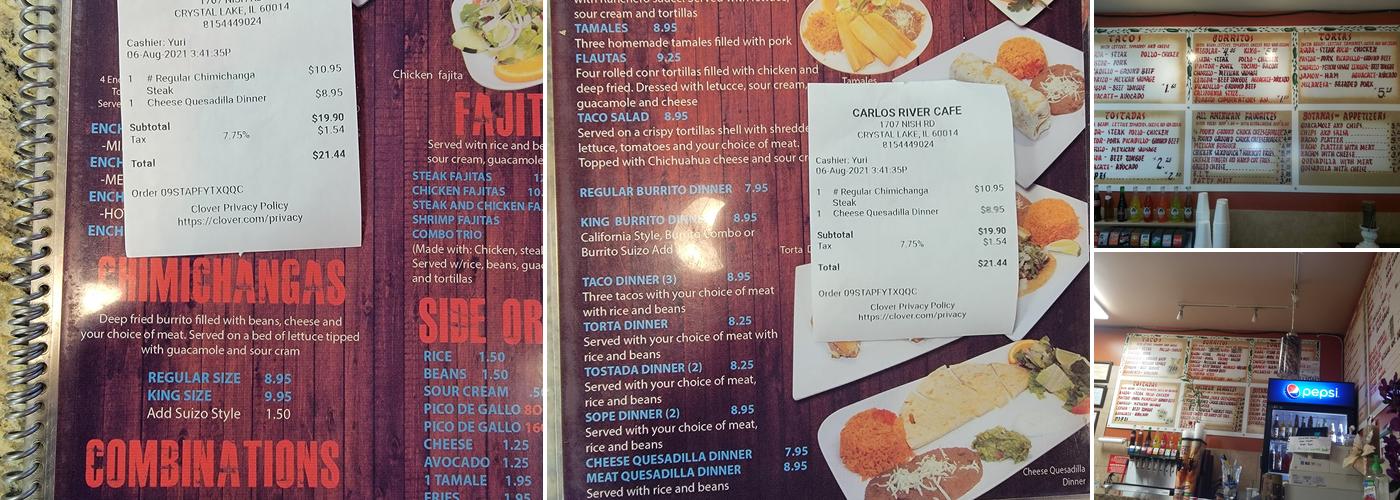 Carlos River Cafe Menu