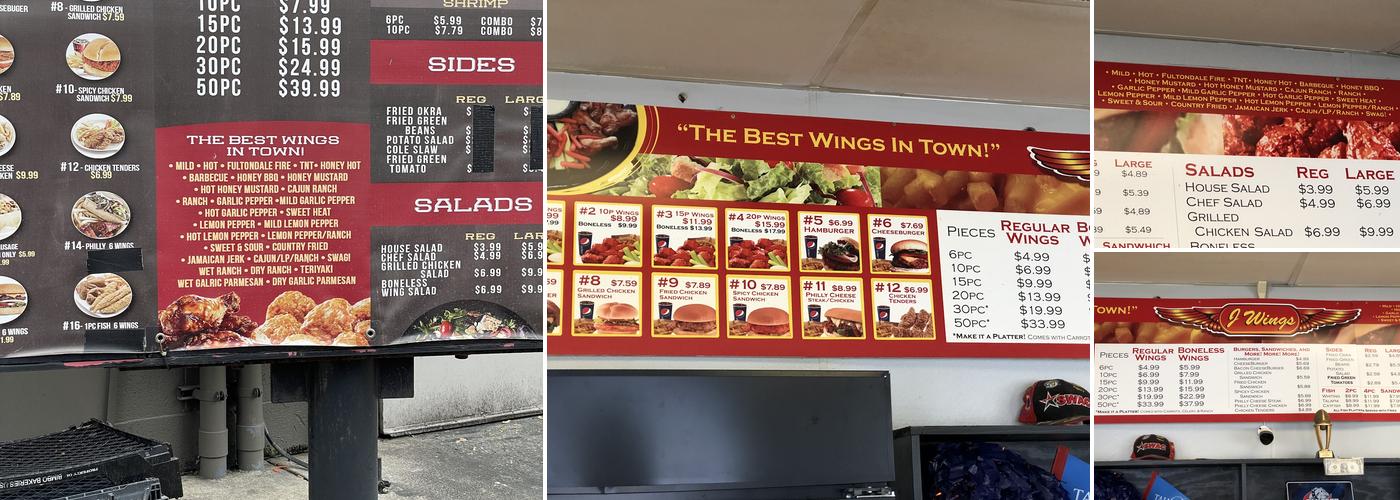J Wings Menu