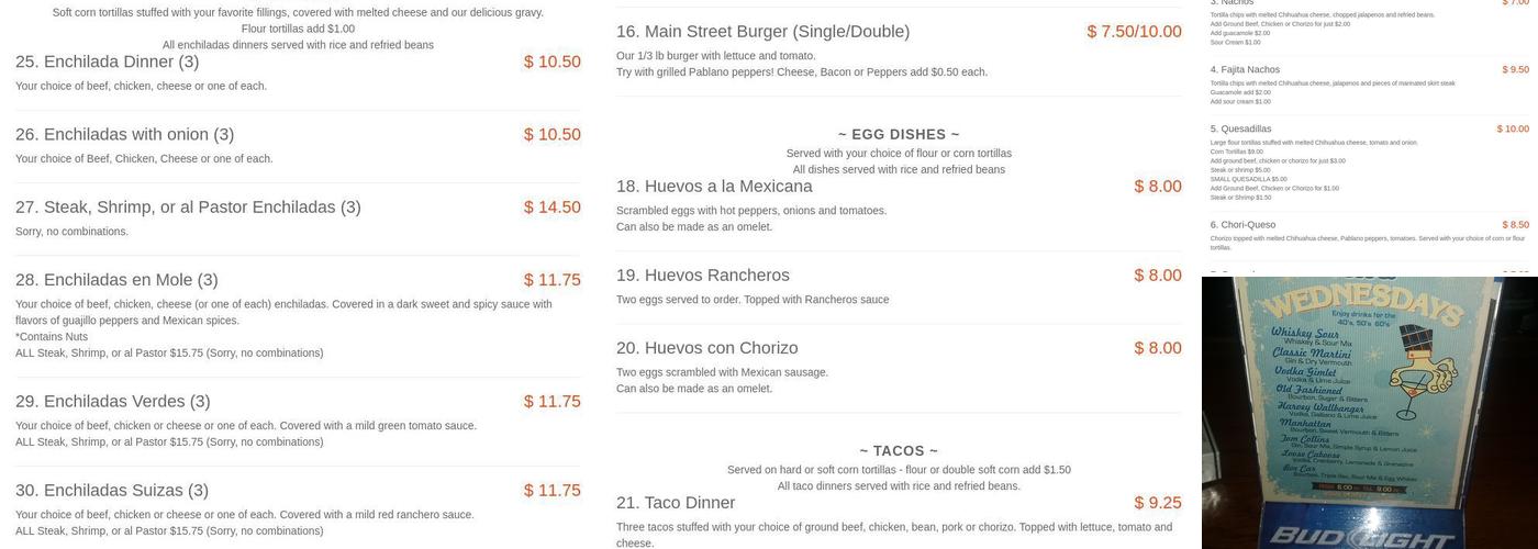 Main Street Station Menu