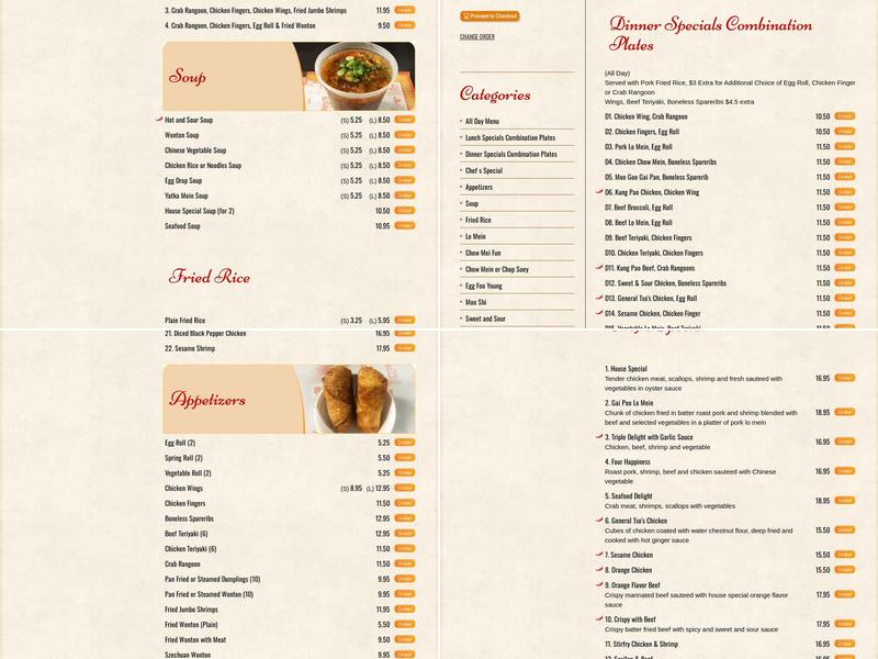 Mr Lin’s kitchen Menu