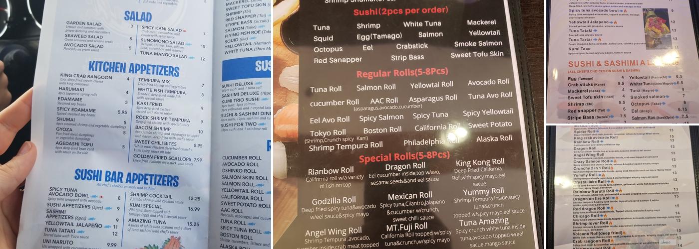 Kumi Sushi Menu