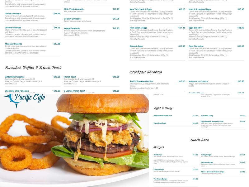 Pacific Cafe Menu