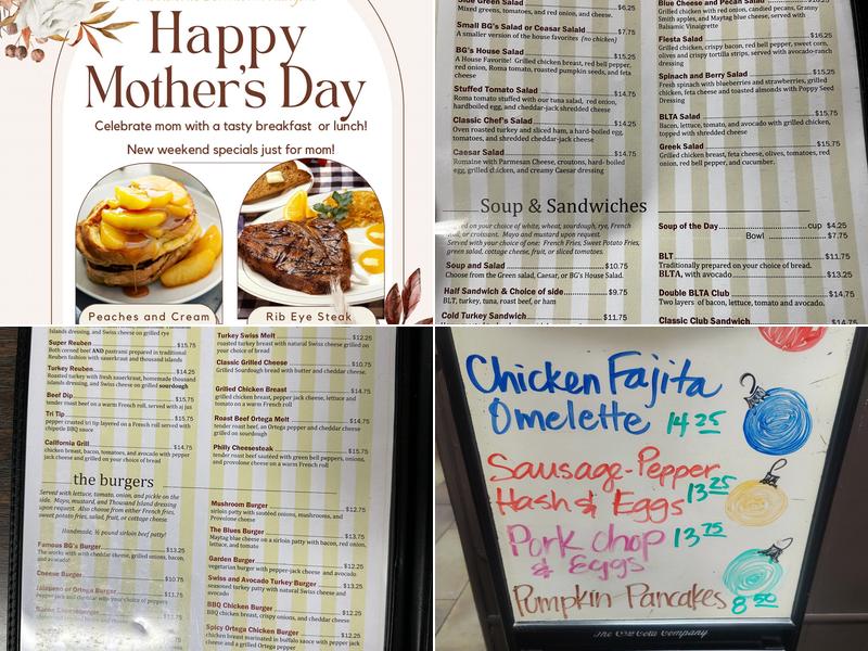 BG's Cafe Menu