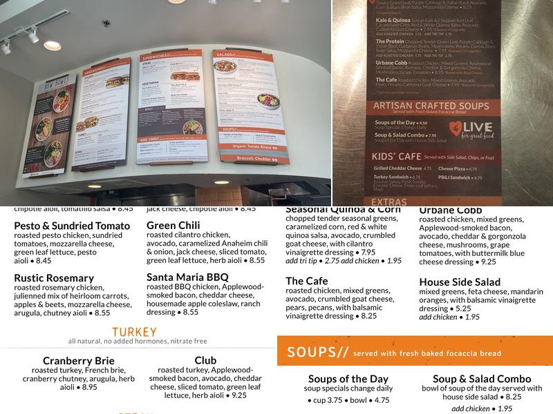 Urbane Cafe Menu