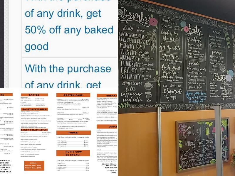 Bailey's Coffeehouse and Fudge Shop Menu