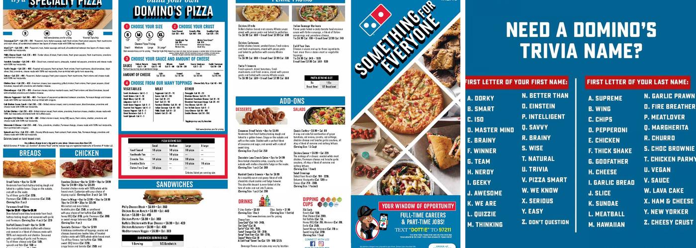 Domino's Pizza Menu